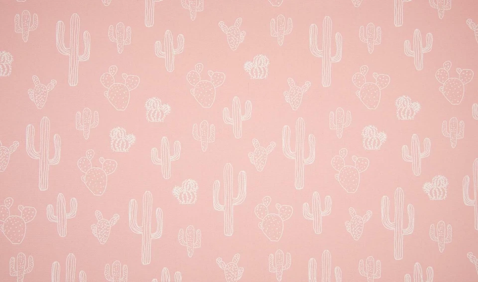 Luxury PRINTED 100% Cotton Heavy Canvas Fabric Craft Material - CACTUS SALMON  - Image 1 of 1