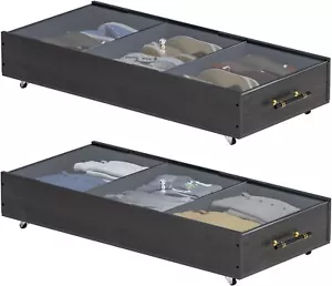 New-1-Pack Solid Wood Under Bed Storage Drawer with Lids, Wheels, Handles - Divi - Picture 1 of 5