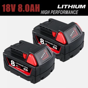 2Pack 18V 8.0Ah Lithium Battery For Milwaukee For M18 48-11-1850 Extended w/LED - Picture 1 of 13