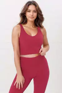 Axel Sports Crop - Waist Length In-Built Support Sports Top in Magenta - Picture 1 of 10