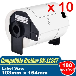 10x Compatible for Brother DK-11247 Paper Label Roll 103mm x 164mm QL1050 QL1060 - Picture 1 of 1