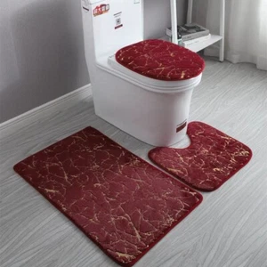 Memory Foam 3 PC Bathroom Rug Absorbent Bath Mat Set Rug Cover and Contour Rug - Picture 1 of 20
