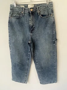 Universal Threads Pants Womens 8/29R High Rise Blue Wide Leg Cropped Cargo - Picture 1 of 13