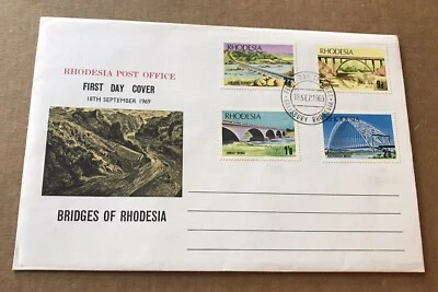 Rhodesia 1969 FDC (46) SG#192-195 Bridge Set of 4 +Multi-Color Cachet +Clean  - Image 1 of 2