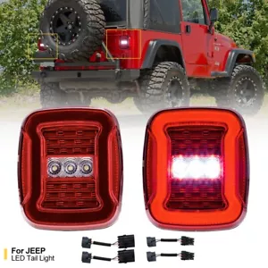 LED Tail Brake Turn Signal Reversing Light For 87-95 Jeep Wrangler YJ / 97-06 TJ - Foto 1 di 16