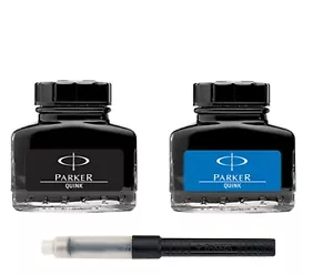 Parker Bottiglia Quink Bottiglia Inchiostro Bottiglia 30 ml per Penne Stilografiche - Tutti i Colori + Convertitore - Foto 1 di 19