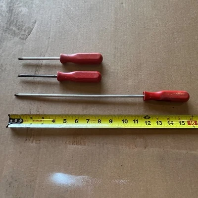 MAC TOOLS Screwdriver 3pc Set P202XA P202A P202SA Red Hard Handle Phillips - Image 1 of 4