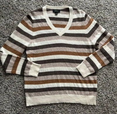 Suéter de cachemir Charter Club para mujer talla XXL pulóver a rayas cuello en V  Foto 1 de 4