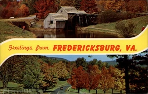 Fredericksburg VA Mill Highway zwei Ansichten Herbstlaub unbenutzt alte Postkarte - Bild 1 von 2