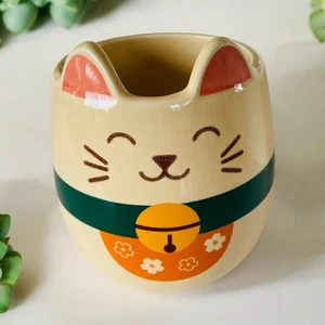 New SH Home Kawaii Japanese Lucky Green Tan Cat Kitten Neko 16 oz Coffee Tea Mug - Picture 1 of 4