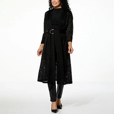 Christian Siriano Black Lace and Ponte Knit Topper Duster Size L C Wonder New - Image 1 of 3