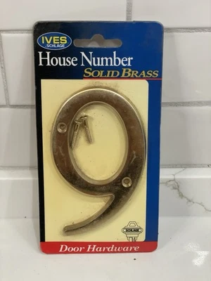 Casa IVES SCHLAGE de latón macizo número 9 nueve lista para instalar retro nueva sellada Foto 1 de 2