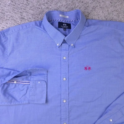 Camisa La Martina Para Hombre XXL *DEFECTOS* Botón Manga Larga Oxford Azul Rosa Logo 2XL Foto 1 de 4