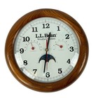 RARE L.L. Bean Weather Station Wall Clock 11.5” Dark Oak Frame MoonPhase Vintage