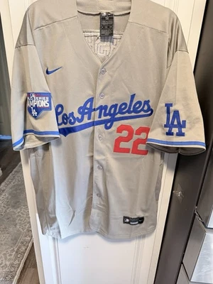 Clayton Kershaw #22 Los Angeles Dodgers 2020 World Series Champions Jersey Gray - Image 1 of 4