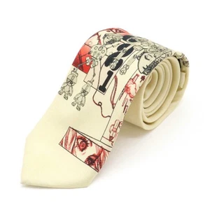 Corbata Prada patrón cómic robot seda 100 beige claro rojo - Imagen 1 de 8