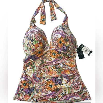 NWT Lauren Ralph Lauren Paisley Tanking Top Size 14 slimming shirred - Image 1 of 4