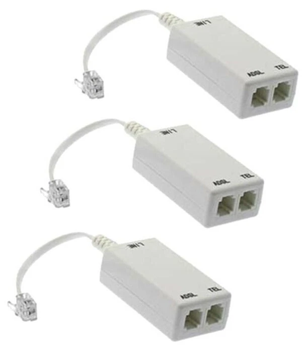 3x ADSL ADSL2+DSL Modem Splitter Telephone Phone Fax In Line Filter Network RJ11 - Image 1 of 1