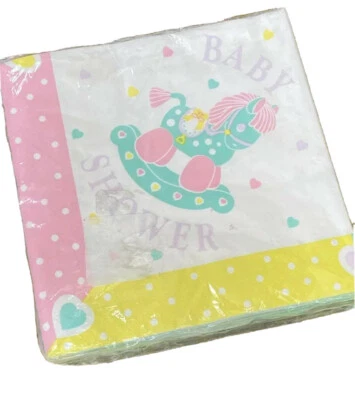 Servilletas de baby shower de colección años 90 caballo mecedor pony fiesta papel almuerzo pastel corazón Foto 1 de 4