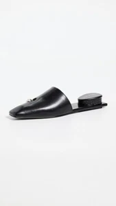 Mula de cuero perforada para mujer Tory Burch, perfecta negra/plateada - Imagen 1 de 2