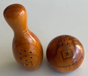 Yosemite Natl Park Wood Salt and Pepper Shakers Vintage Travel Souvenir SAVE 10% - Picture 1 of 4