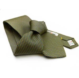 Corbata de seda amarilla con estampado Slips Tie clásico hecho en Italia mano - Imagen 1 de 2