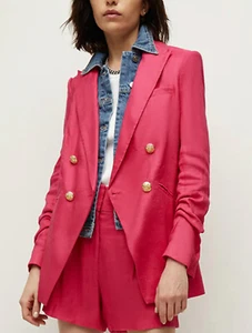 Veronica Beard Linen Blazer Short Set Fuchsia Hirsh Dickey Jkt Velia Short 4 New - Picture 1 of 12