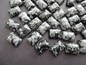 5 Piezas Copo de Nieve Obsidiana 10x12mm a 20x25mm Rectángulo Cabujón Piedra Preciosa Suelta - Imagen 1 de 4