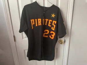 2001 Lloyd McClendon Pittsburgh Pirate Game Used Worn Black Jersey W/Pirate COA - Picture 1 of 5