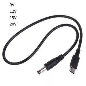 UsbC Male to DC5.5x2.1mm 9V 12V 15V 20V Devices Charging Cable Power Cord 40CM - Picture 1 of 12