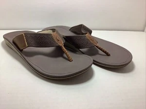 Olukai Men Sz 10 Nohona Ulana Sandals Dark Wood / Dark Wood 10349-6363 - Picture 1 of 12