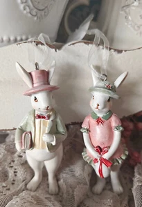 Oster Deko Set Figur Mädchen &Junge Kaninchen Hase  4 x 4 x 10 cm Clayre Eef - Bild 1 von 5