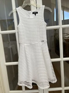 Girls DKNY  White Lace Lined Summer Dress W Hidden Zipper  Sz L Large 10/12 Cute - Picture 1 of 6