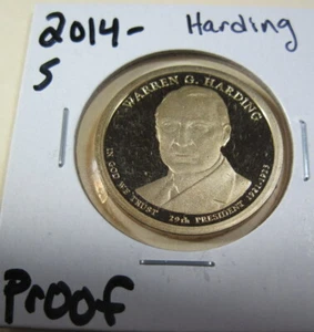 2014-S Proof Warren G. Harding Presidential Golden Dollar (#226b) - Picture 1 of 2