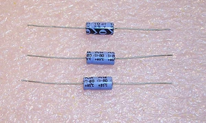 QTY (50) 10uf 25V 85' 6x12.5mm AXIAL ALUMINUM ELECTROLYTIC ECEB1EU100 MATSUSHITA - Picture 1 of 1