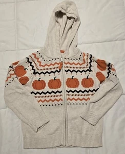 Cárdigan con Capucha Gymboree AUTUMN ADVENTURES Pumpkin Fairisle 5T Usado en Excelente Condición - Imagen 1 de 3