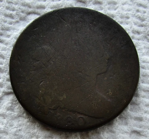 1800/79  1C BN Draped Bust Large Cent Rare Date Variety Good /VG Scratches Cover