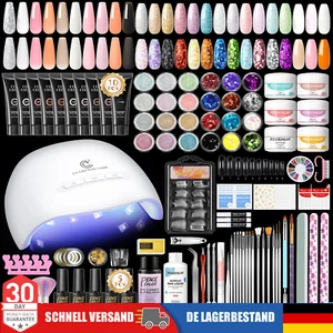 Acryl Nagelset mit Lampe und Poly Gel für Anfänger 30 Farben Glitzer Acrylpulver - Bild 1 von 22