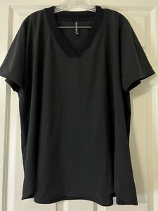 ATHLETA Women's Size 1X Zephyr V-Neck Black Top Scrub Scrubs Shirt Nurse Nursing - Picture 1 of 6