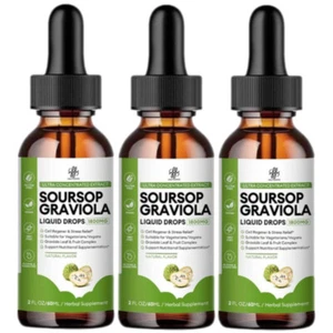 3X 60ml Soursop Graviola Liquid Drops 1800mg Natural Antioxidant Immune Boost - Picture 1 of 12