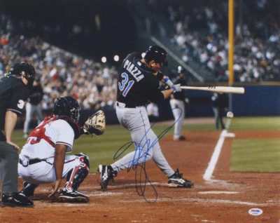 MIKE PIAZZA AUTOGRAPHED 16x20 COLOR PHOTO (NEW YORK METS) - PSA DNA! - Image 1 of 3