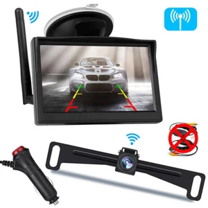 Kit de cámara de respaldo HD monitor inalámbrico de 5" vista trasera parque para camioneta RV furgoneta 12V - Imagen 1 de 12