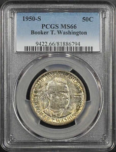 1950-S Booker T. Washington 50C Silver Commemorative PCGS MS-66 - Picture 1 of 2