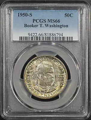 1950-S Booker T. Washington 50C Silver Commemorative PCGS MS-66 - Image 1 of 2
