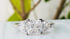 2.5 TCW Princess Cut Moissanite Engagement Ring VVS1 White Gold Solitaire - Picture 1 of 5