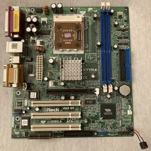 ASRock K7VM4 VIA KM400 SOCKET 462 2x DDR AGP 3x PCI mATX mit AMD Athlon XP 2200+ - Bild 1 von 5
