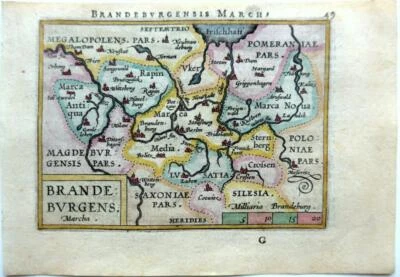 ALEMANIA BRANDEBURGO c1590 POR ABRAHAM ORTELIUS MAPA GRABADO ORIGINAL GENUINO Foto 1 de 3