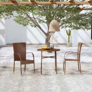 Patio Dining Set 3 Piece Outdoor Wicker Table and Chair Set Poly Rattan vidaXL - Picture 1 of 27