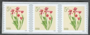 US. 5905. 5c. Red Tulips. Coil Strip of 3. MNH. 2024 - Picture 1 of 1