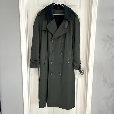 Винтажный 90 Stafford Тренч съемная подкладка мужчин размер 44 Reg кнопка вверх ремень недостаток - Изображение 1 из 4